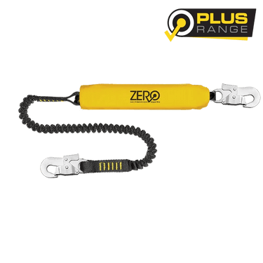 Zero Stretch - Single Elasticator Lanyard with Snaphook & Scaffold Hook - Kiwi Workgear
